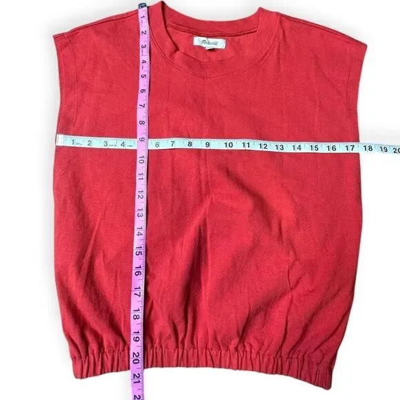 MADEWELL Women’s Red Orange Sleeveless Muscle Top with Elastic Waist Size XXS St - Picture 4 of 4
